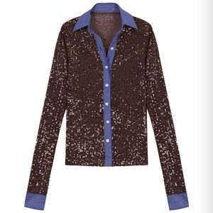 Hand over Sequin Brown Button Down- Charles top (SOLD OUT)